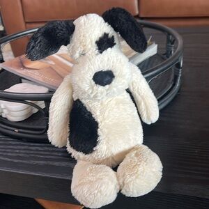 12 inch white and black jellycat puppy